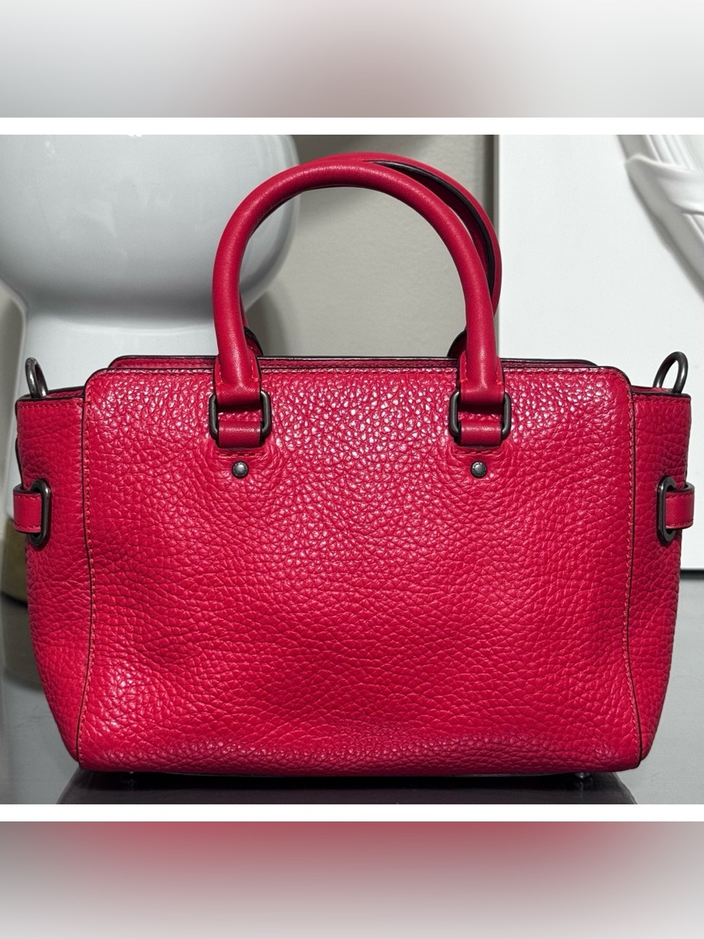 COACH Mini Blake Pebbled Leather Crossbody Carryall, RED - Picture 3 of 9